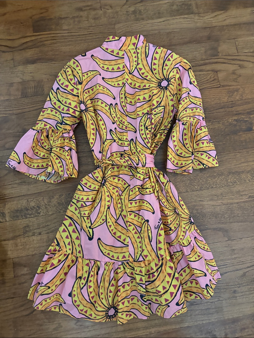 FARM Rio Pink and Yellow Floral Ruffle Dress with Belt - Picture 6 of 6